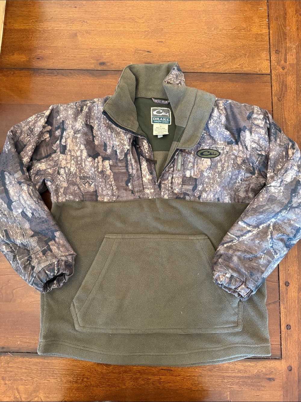 Drake Olive Green & Camo Quarter-Zip Fleece Pullover
